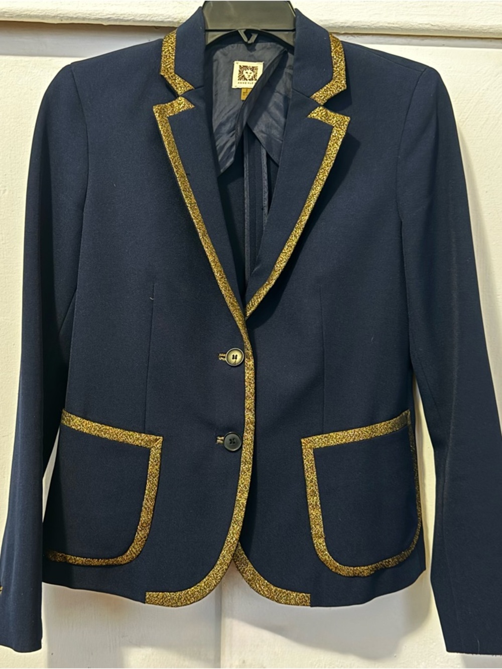 Anne Klein Navy Blazer with Gold Trim